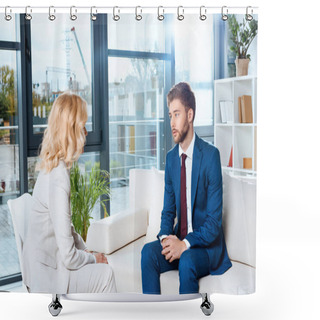Personality  Psychologist And Patient At Therapy Shower Curtains