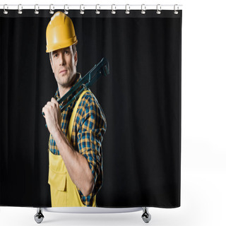 Personality  Worker Holding Pipe Wrench Shower Curtains