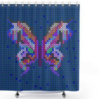 Personality  Cross-stitch Ethnic Butterfly Shower Curtains
