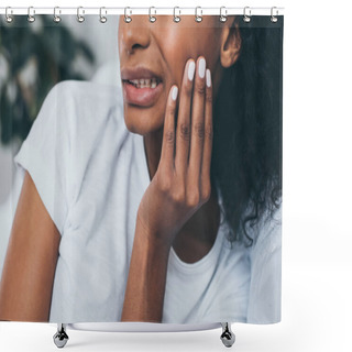 Personality  Partial View Of Young African American Woman Suffering From Jaw Pain  Shower Curtains