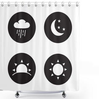 Personality  Time Of Day Black Silhouette Icons Shower Curtains
