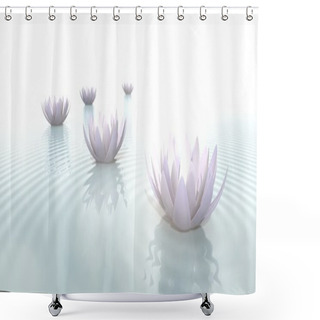 Personality  Zen Flowers On Water In Widescreen Shower Curtains