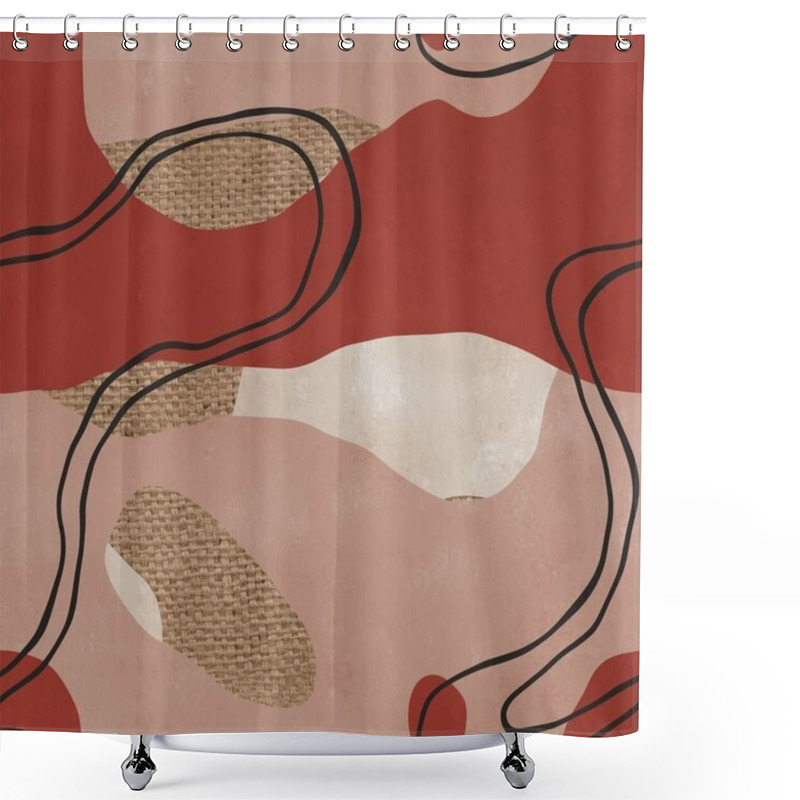 Personality  Seamless Organic Rounded Curvy Shapes On Burlap Shower Curtains