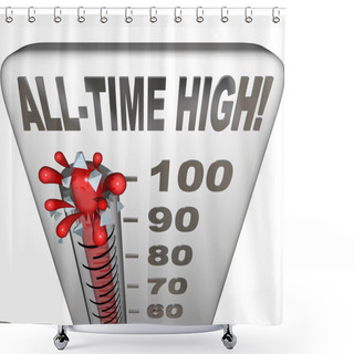 Personality  All-Time High Record Breaker Thermometer Hot Heat Score Shower Curtains