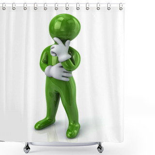 Personality  Green Thinking Man Shower Curtains