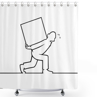 Personality  Man Carrying A Heavy Box On His Back Shower Curtains