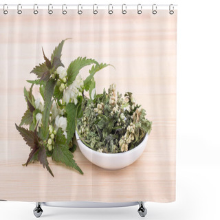 Personality  White Dead Nettle Shower Curtains