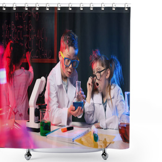 Personality  Children Doing Chemical Research In Laboratory. Dangerous Experiment Shower Curtains