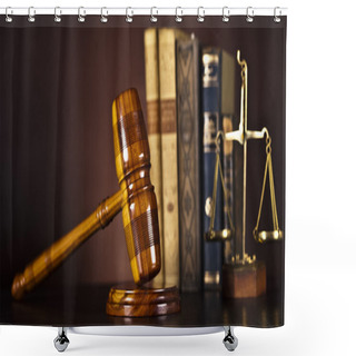 Personality  Justice Scale And Gavel Shower Curtains