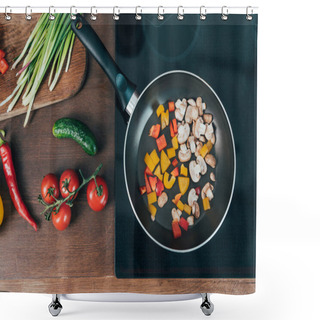 Personality  Frying Vegetables Shower Curtains