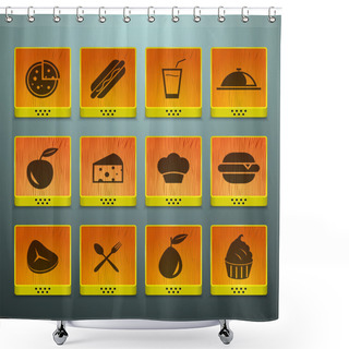 Personality  Food Icons Set Vector Illustration   Shower Curtains