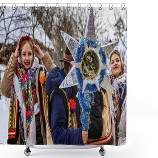 Personality  Seventh Ethnic Festival Christmas Carols In The Old Village Shower Curtains