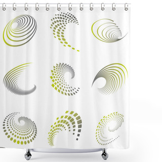 Personality  Motion Symbol Wave Set Shower Curtains
