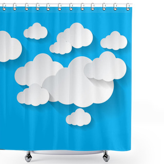 Personality  White Clouds On Blue Background Shower Curtains