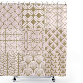 Personality  Seamless Gold And Pink Geometric Pattern Shower Curtains