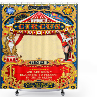 Personality  Circus Carnival Invite Vintage 2d Vector Shower Curtains