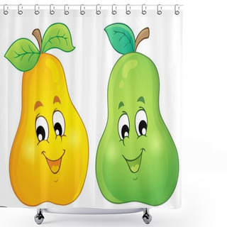 Personality  Image With Pear Theme 3 Shower Curtains