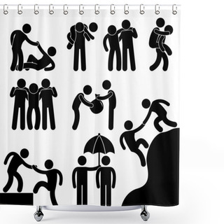 Personality  Business Friend Helping Each Other Icon Symbol Sign Pictogram Shower Curtains