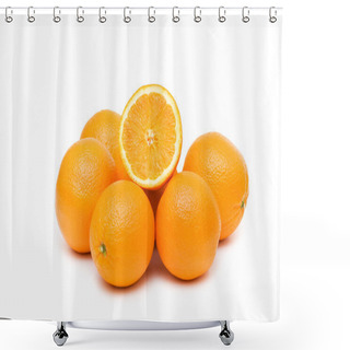 Personality  Two Oranges Isolated On The White Shower Curtains