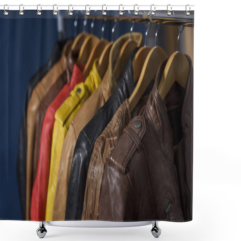 Personality  Many Colored Leather Jacket  Shower Curtains