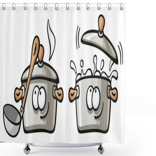 Personality  Soup Pan With Boiling Water Shower Curtains