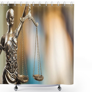 Personality  Themi Symbol Of Justice, Blurred Background Shower Curtains