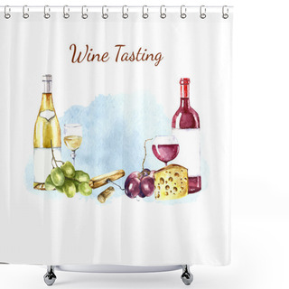 Personality  Watercolor Wine Design Elements. Shower Curtains