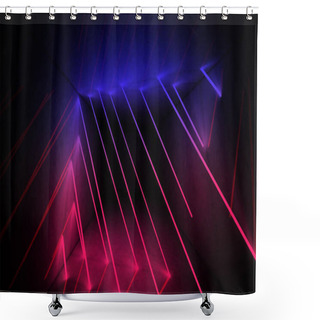 Personality  Black Tunnel, Black Gloss, Neon Lamps Hanging From The Ceiling, Reflected In The Walls And Floor. Night View Of The Corridor. Abstract Dark Hall Interior Background. 3D Rendering Shower Curtains