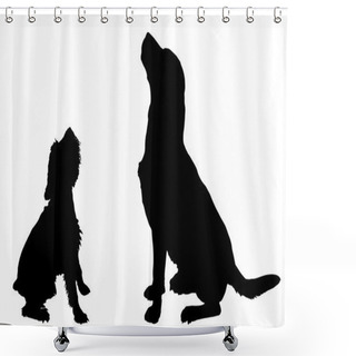 Personality  Silhouettes Of Playful Dogs Shower Curtains