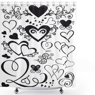 Personality  Mixed Shape Hearts Shower Curtains