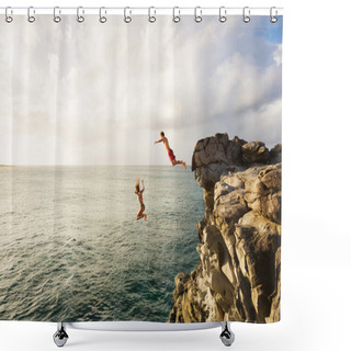 Personality  Summer Fun, Cliff Jumping  Shower Curtains