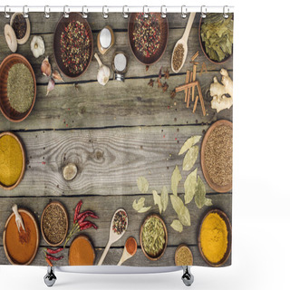 Personality  Bowls With Spices And Utensils Shower Curtains