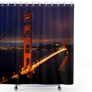 Personality  Golden Gate Bridge At Night Shower Curtains