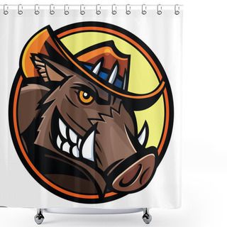 Personality  Wild Boar Head Shower Curtains