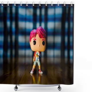 Personality  Gangnam, South Korea - March 01, 2020. BTS Character Figurine At The House Of BTS Pop Up Store Shower Curtains