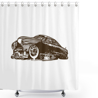 Personality  Vintage Muscle Cars Illustration  Shower Curtains