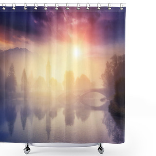 Personality  Morning On The Lake Shower Curtains