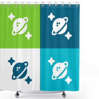 Personality  Astrophysics Flat Four Color Minimal Icon Set Shower Curtains