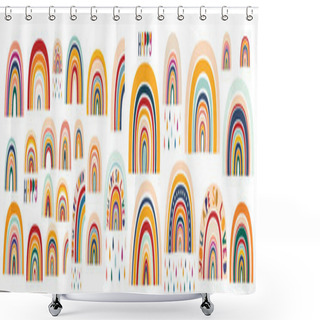 Personality  Decorative Abstract Art Collection With Modern Rainbows. Hand-drawn Modern Vector Illustration. Trendy Colorful Fresh Summer Decorative Collection Shower Curtains