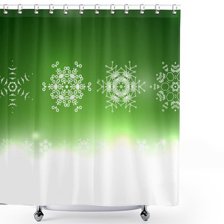Personality  Vector Green Christmas Card Bokeh Snowflakes Shower Curtains