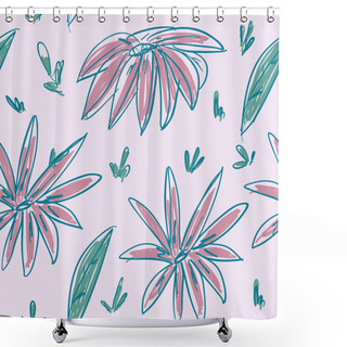 Personality  Floral Seamless Pattern. Floral Art Print. Hand-drawn Illustration. Shower Curtains