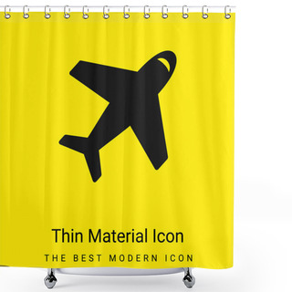 Personality  Airplane From Top View Minimal Bright Yellow Material Icon Shower Curtains