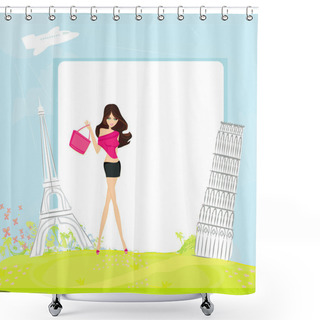 Personality  Beauty Travel Girl - Abstract Frame Shower Curtains