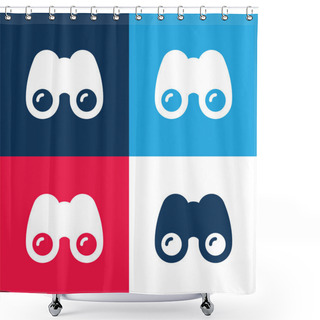 Personality  Binoculars Blue And Red Four Color Minimal Icon Set Shower Curtains