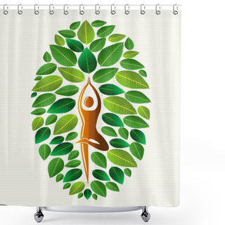 Personality  India Yoga Leaf Tree Shower Curtains