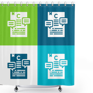Personality  Article Flat Four Color Minimal Icon Set Shower Curtains