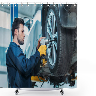 Personality  Automechanic Unscrewing Tire Bolts Shower Curtains
