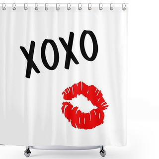 Personality  XOXO - Hugs And Kisses . Lip Kiss. Red Female Lips. Valentines Day. Vector Shower Curtains