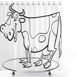 Personality  Cartoon Cow Coloring Page Shower Curtains