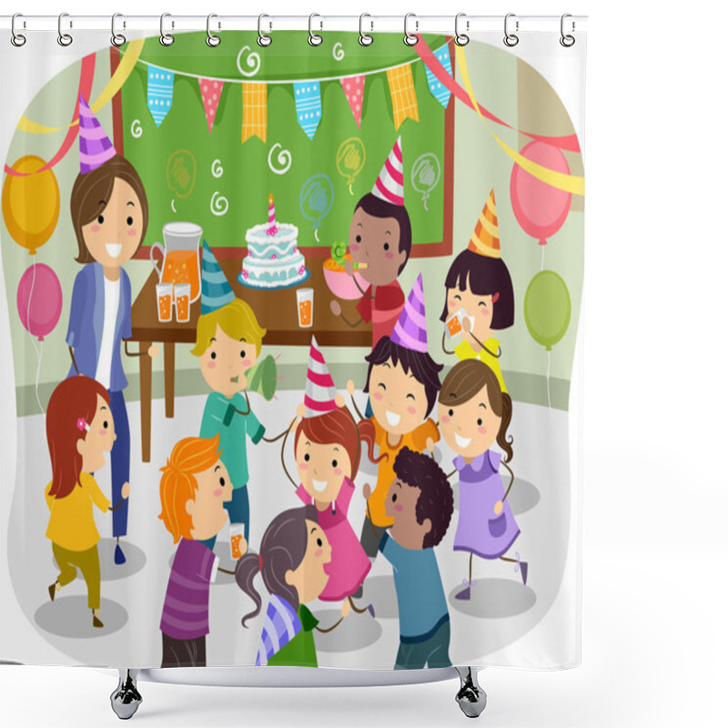 Personality  Stickman Kids School Birthday Party Shower Curtains
